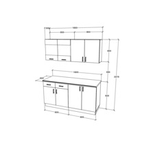 Mobilă de bucătărie Karo V8, L 160 cm, alb/antracit