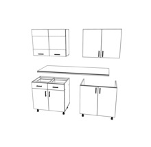 Mobilă de bucătărie Karo V8, L 160 cm, alb/antracit