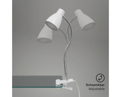 Lampă cu clemă albă cu braț flexibil pentru aliniere flexibilă
