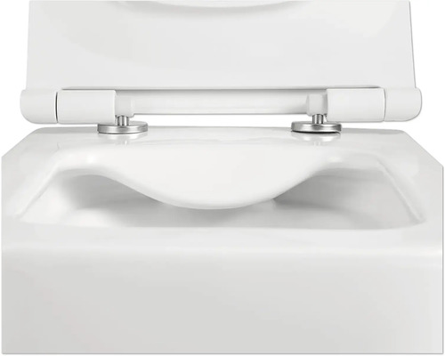 Prim-plan al unui capac de toaletă alb cu capac