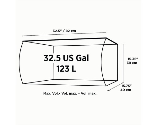 Desen dimensional cu un volum maxim de 123 litri