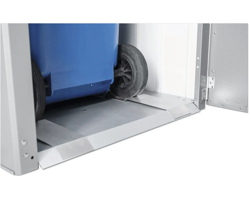 Cutie pentru pubele cu rampă pentru depozitarea ușoară a pubelelor