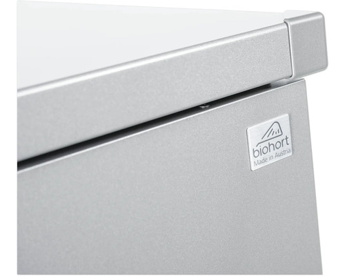 Vizualizare detaliată a unui produs Biohort cu logo-ul Biohort, fabricat în Austria