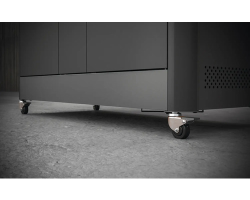 Vedere de jos a unui dulap inferior cu rotile