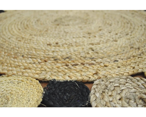 Covor rotund din iută cu elemente decorative