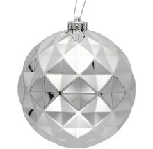 Glob de Crăciun argintiu cu model fațetat
