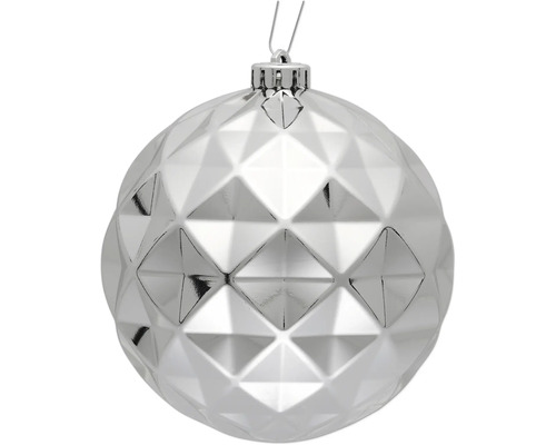 Glob de Crăciun argintiu cu model fațetat