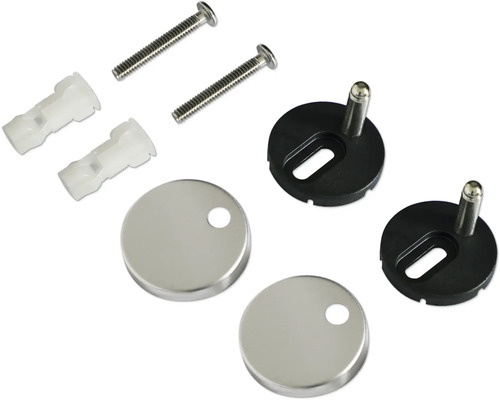 Set de fixare pentru scaune de toaletă cu șuruburi, dibluri și capace de acoperire
