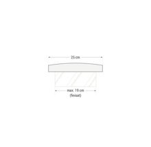 Desen tehnic al unei lămpi de baie cu dimensiunile de 25 cm și maximum 19 cm