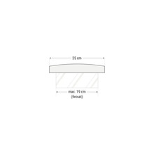 Desen tehnic al unui articol cu lățimea de 25 de centimetri și adâncimea maximă de 19 centimetri