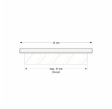 Dimensiunile blatului de lavoar: 45 cm lățime, maximum 39 cm adâncime