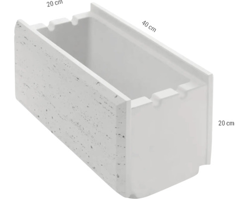 Jardiniere dreptunghiulară din beton, 40 x 20 x 20 centimetri