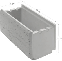 Jgheab de flori din beton cu dimensiunile de 40 pe 20 pe 20 centimetri