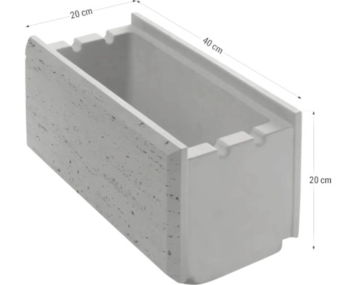 Jgheab de flori din beton cu dimensiunile de 40 pe 20 pe 20 centimetri