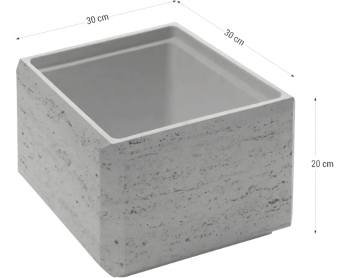 Jardiniere pătrată din travertin, 30 x 30 x 20 centimetri