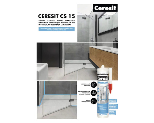 Silicon sanitar Ceresit CS 15 pentru etanșarea instalațiilor sanitare și a rosturilor