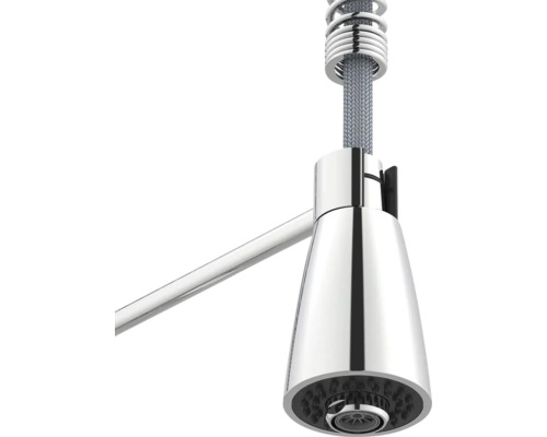 Baterie de chiuvetă cu cap de duș și arc spiralat