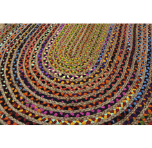 Covor decorativ din iută cu benzi textile