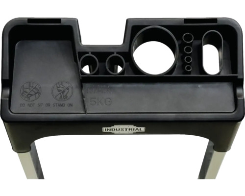 Compartiment de depozitare pentru scară cu compartimente pentru scule și o capacitate maximă de încărcare de 5 kilograme