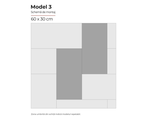 Model de montaj Modelul 3 pentru plăci de 60 x 30 cm