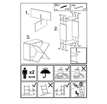 Instrucțiuni de montaj pentru mobilă cu reprezentări grafice și simboluri