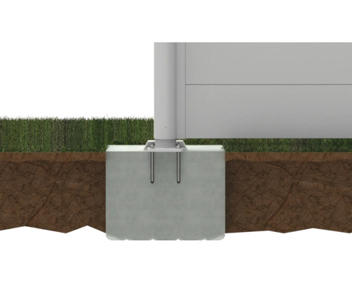 Ancoră de fundație în pământ pentru fixarea unui stâlp de gard