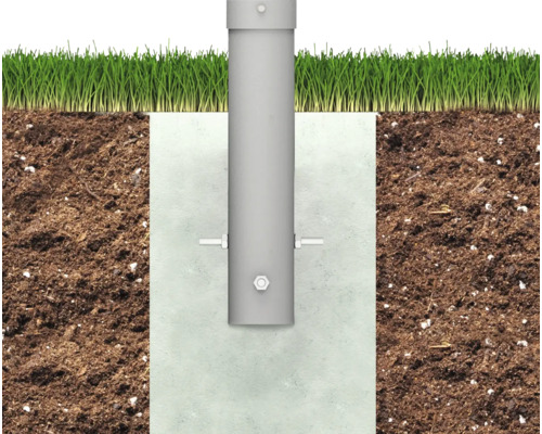 Suport stâlp betonat în pământ cu gazon