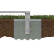 Ancoră de stâlp în bază de beton în pământ