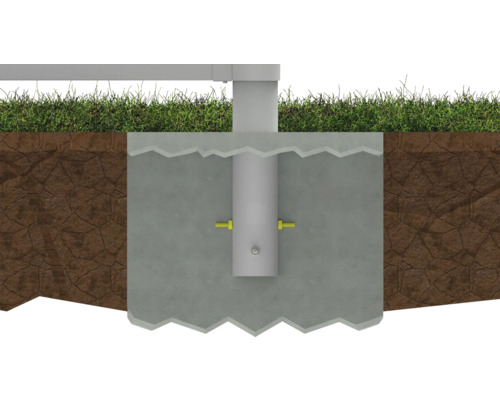 Ancoră de stâlp în fundație de beton cu șuruburi