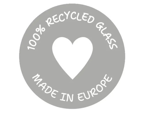 100% sticlă reciclată, fabricat în Europa