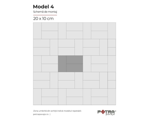 Model de montaj Model 4 pentru pavele de 20 x 10 centimetri