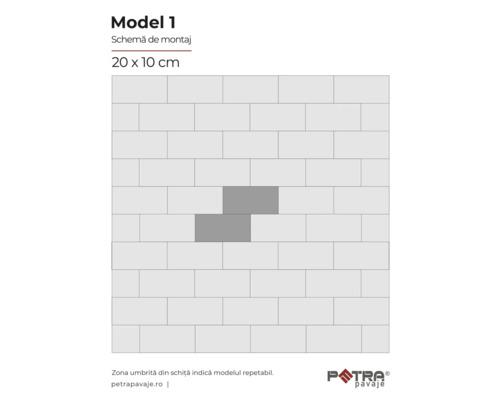 Model de montaj pentru pavele, modelul 1, format 20 x 10 cm