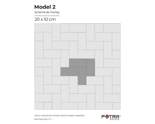 Model de montaj Model 2 cu dimensiunile 20 x 10 cm