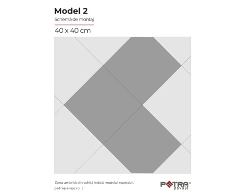 Schema de montaj Model 2, dimensiune placă 40 x 40 cm