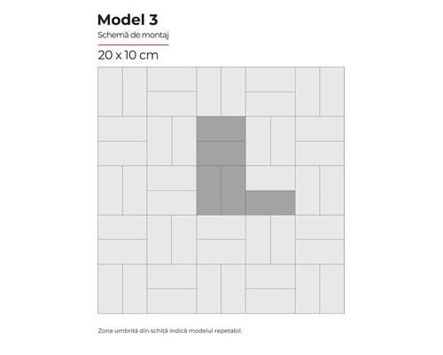 Modelul 3 schema de montaj pentru plăci 20 x 10 centimetri