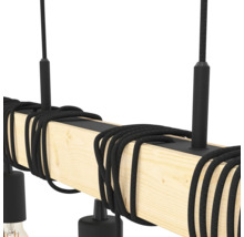 Lampa suspendată cu grindă de lemn și cablu textil