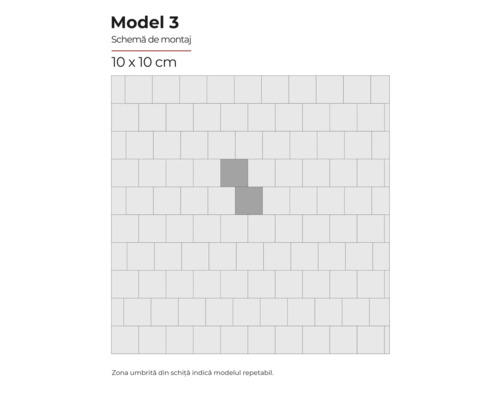 Model de montaj Model 3 pentru plăci de 10 x 10 cm