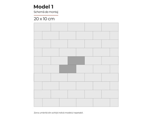 Schema de montaj Model 1 pentru plăci de 20 x 10 cm