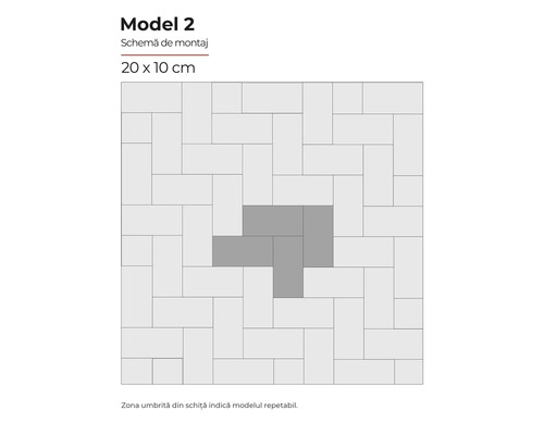 Model de montaj Modelul 2 pentru plăci de 20 x 10 cm