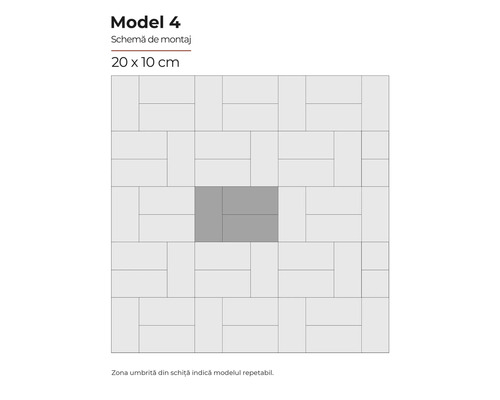 Model de montaj pentru plăci Model 4, format 20 x 10 cm