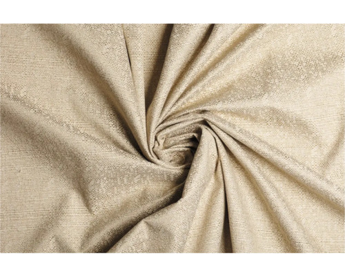Prim-plan cu o țesătură bej pentru mobilă, cu o textură subtilă și pliuri.