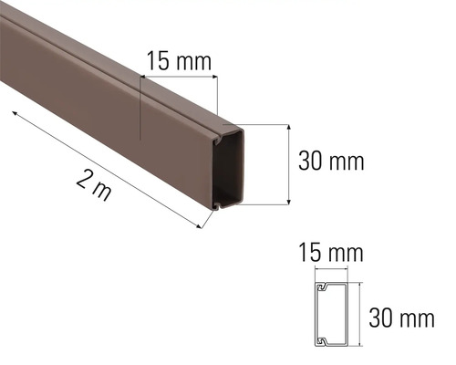 Țeavă pătrată de doi metri lungime cu dimensiunile de 15 milimetri pe 30 milimetri