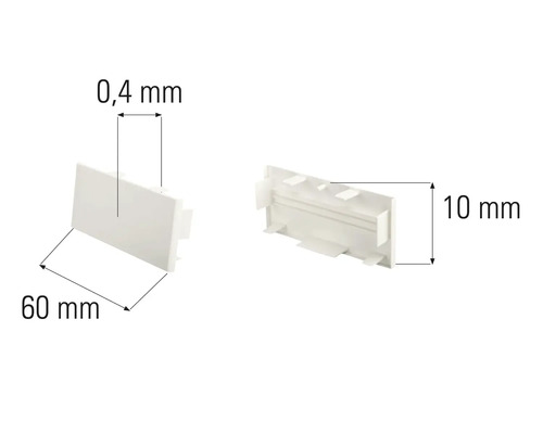 Capac de acoperire din plastic, lățime de 60 mm, grosime de 0,4 mm și înălțime de 10 mm