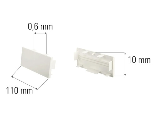 Capac din plastic cu dimensiunile 0,6 mm x 110 mm x 10 mm