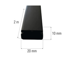 Imaginea unui profil de doi metri lungime cu dimensiunile de zece pe douăzeci de milimetri.