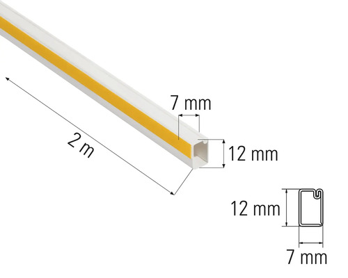 Canal de cablu din plastic, lungime de 2 metri, cu dimensiuni