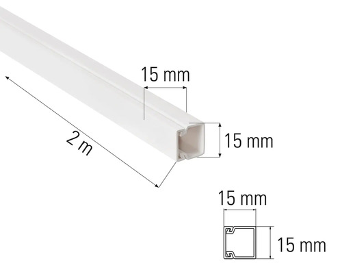 Canal de cablu, lungime 2 metri, dimensiuni 15 x 15 milimetri