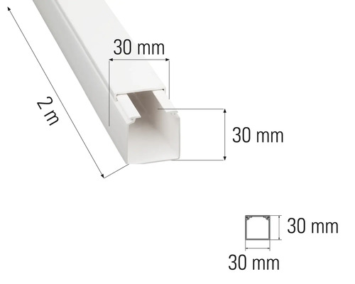 Canal de cablu, lungime de doi metri, lățime de 30 milimetri