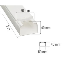 Canal cablu, lungime 2 metri, lățime 60 milimetri, înălțime 40 milimetri