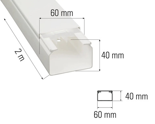 Canal cablu, lungime 2 metri, lățime 60 milimetri, înălțime 40 milimetri
